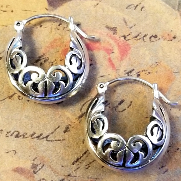 Silpada Sterling Silver Filigree Earrings - Picture 2 of 11
